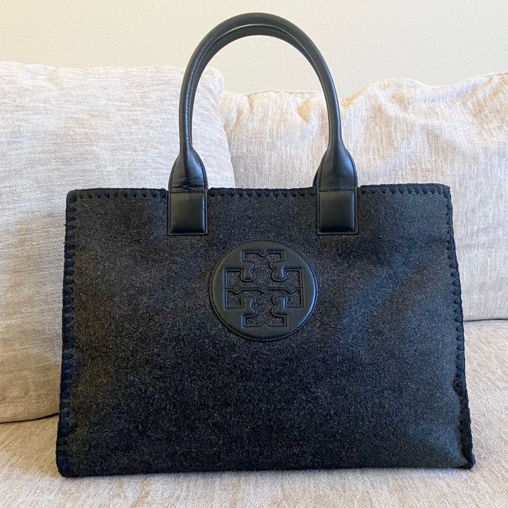 COPY - Tory Burch Ella Large Wool Gray Leather Tote